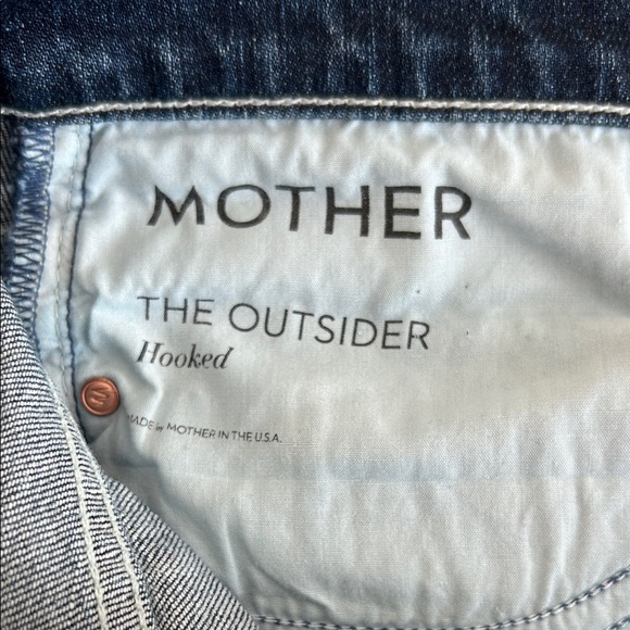 MOTHER The Outsider Hooked Dark Blue Cropped Jeans Size 32 - Picture 3 of 6